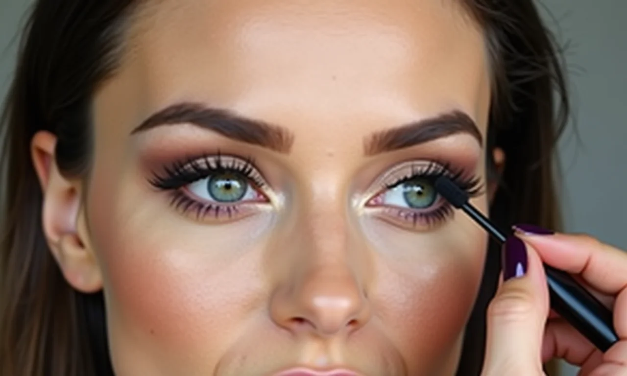 Aplicação de máscara de cílios para finalizar a maquiagem foxy eyes.
