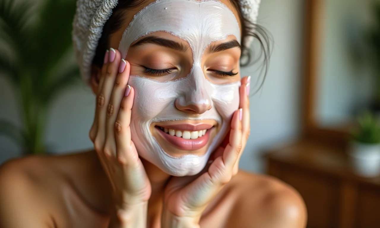 Aplicação de máscara facial hidratante