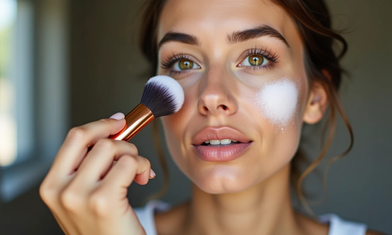 Aplicação de pó translúcido com moderação