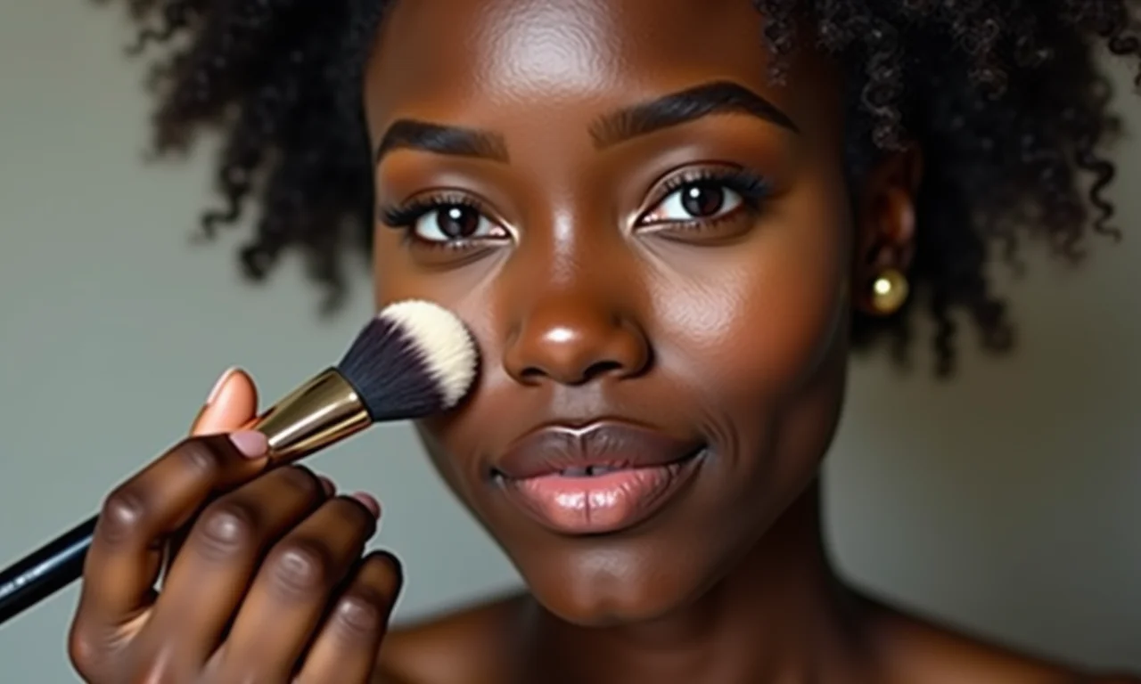 Aplicação de pó translúcido.