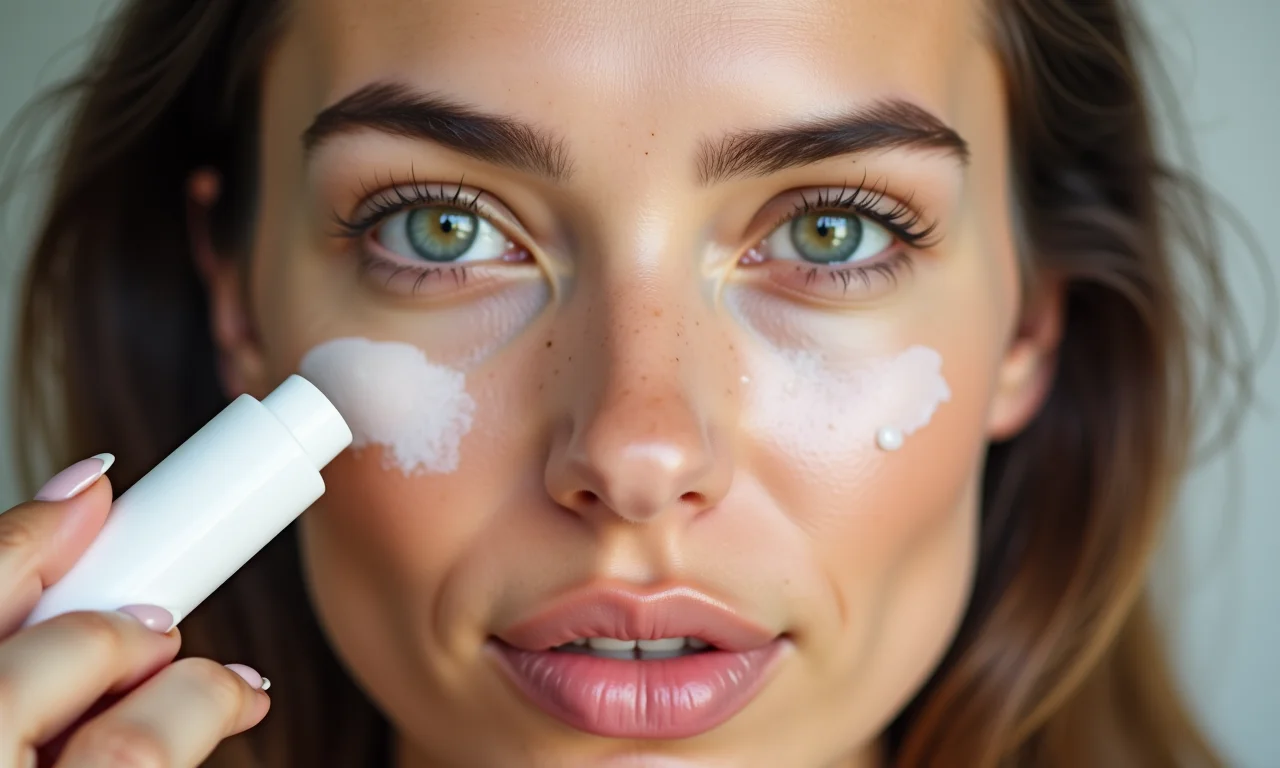 Aplicação de primer matificante na pele oleosa.