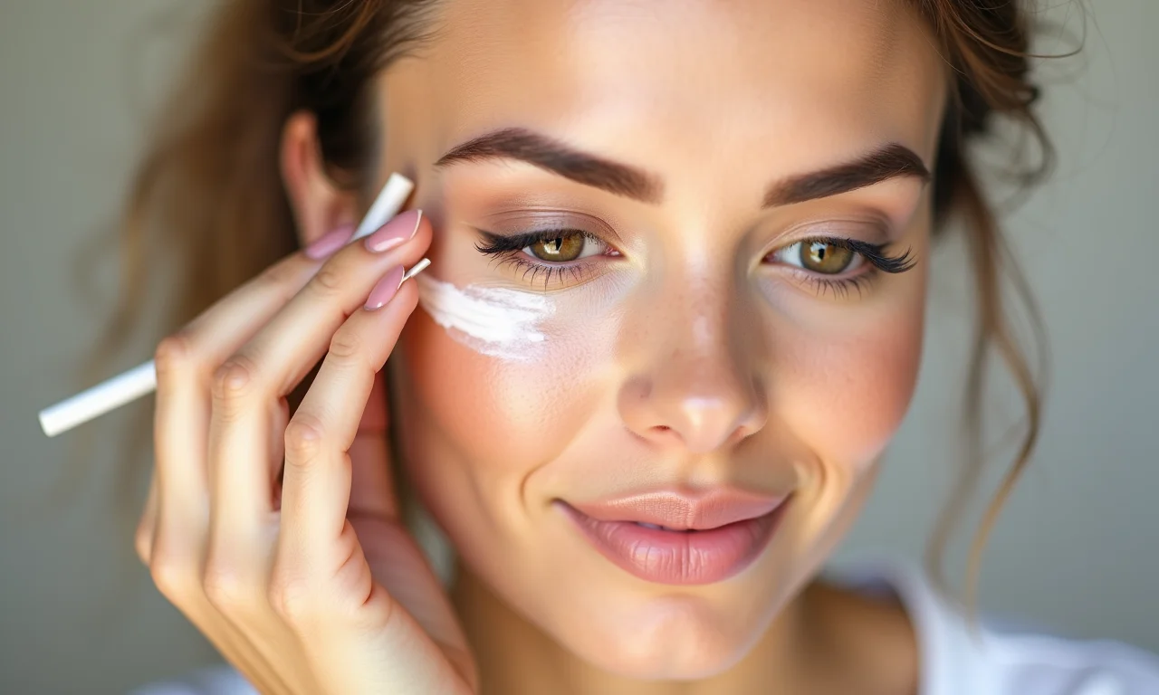 Aplicação de primer para olhos antes da maquiagem.