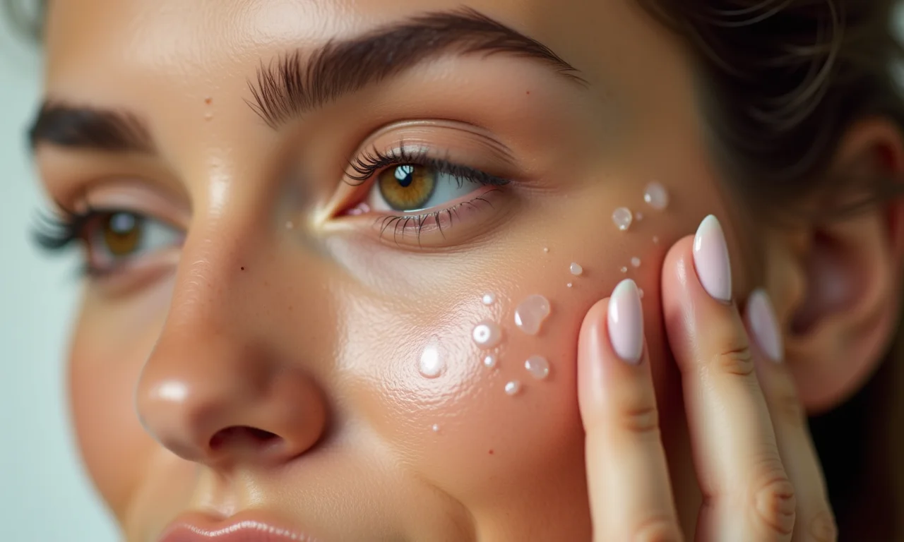 Aplicação de sérum hidratante no rosto