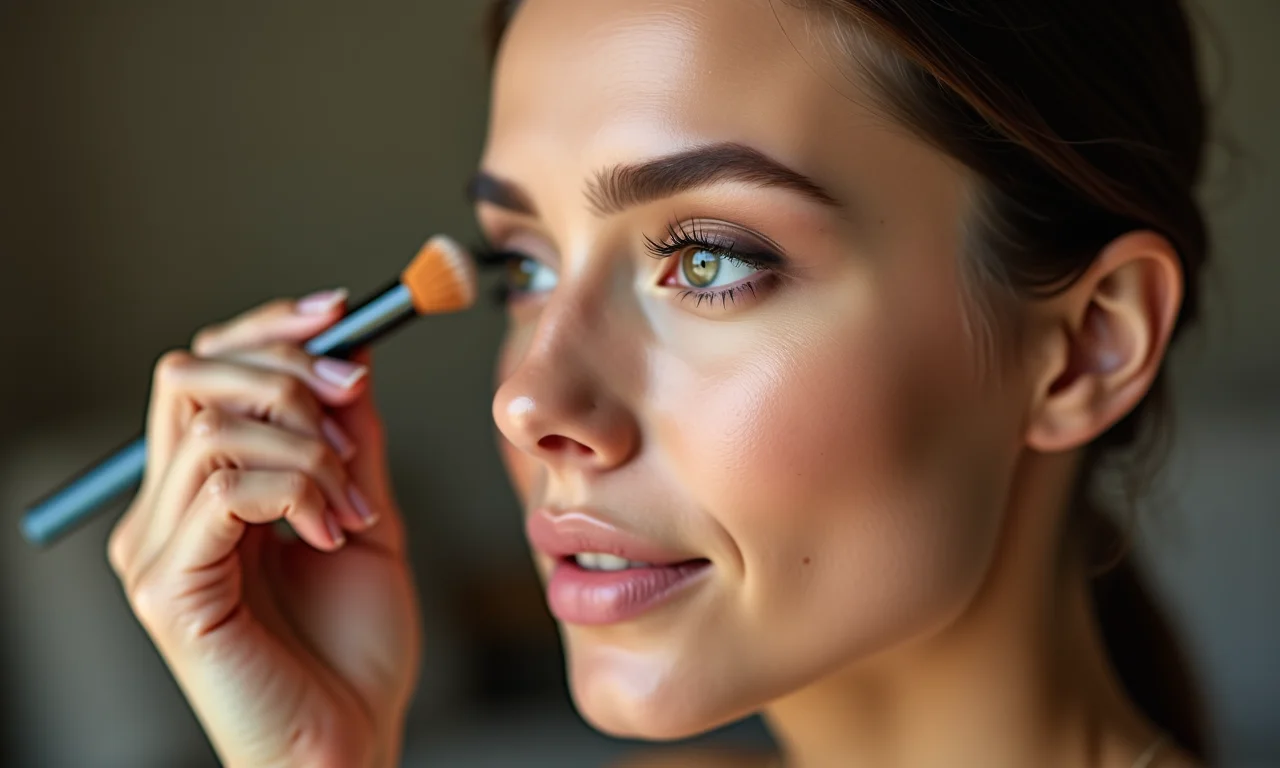 Aplicação de sombra clara na pálpebra móvel.