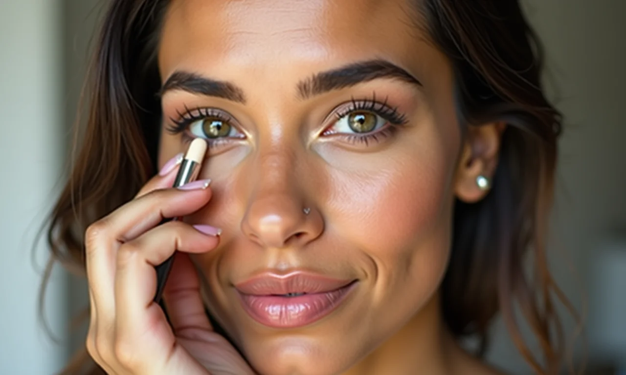 Aplicação discreta de corretivo nas olheiras.