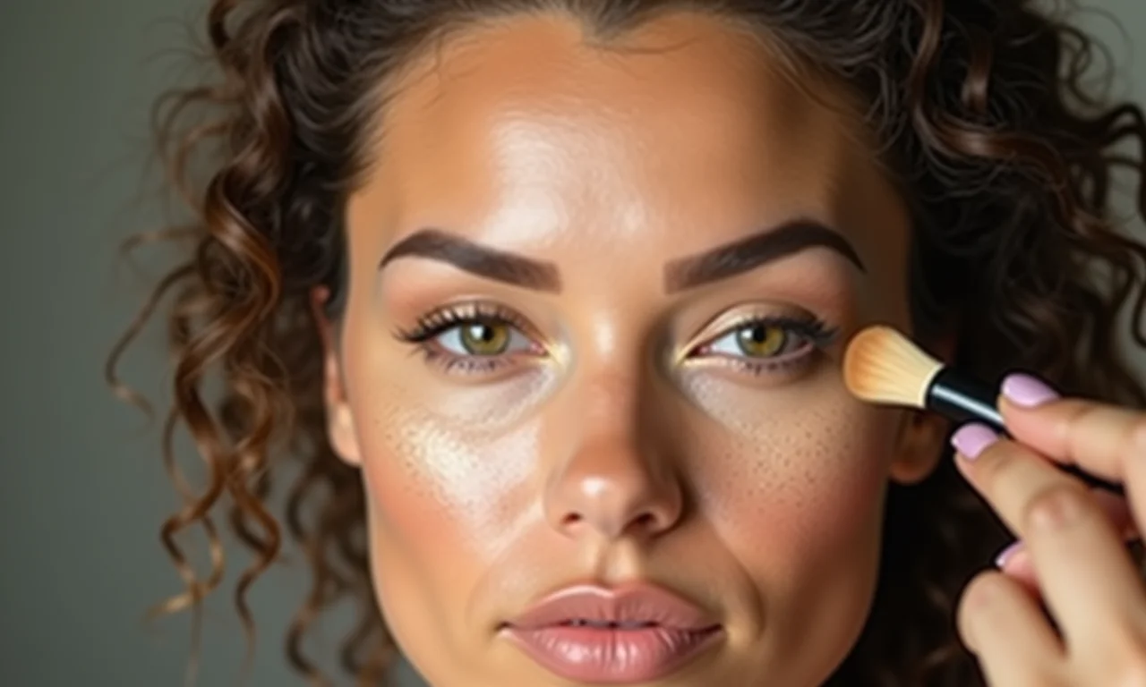 Aplicação estratégica de iluminador nas maçãs do rosto.