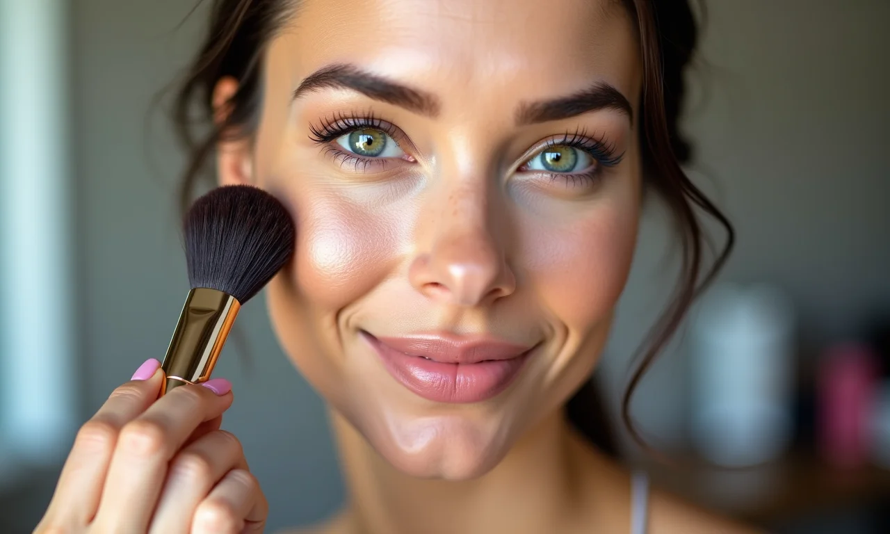 Aplicando base matte de longa duração com pincel.
