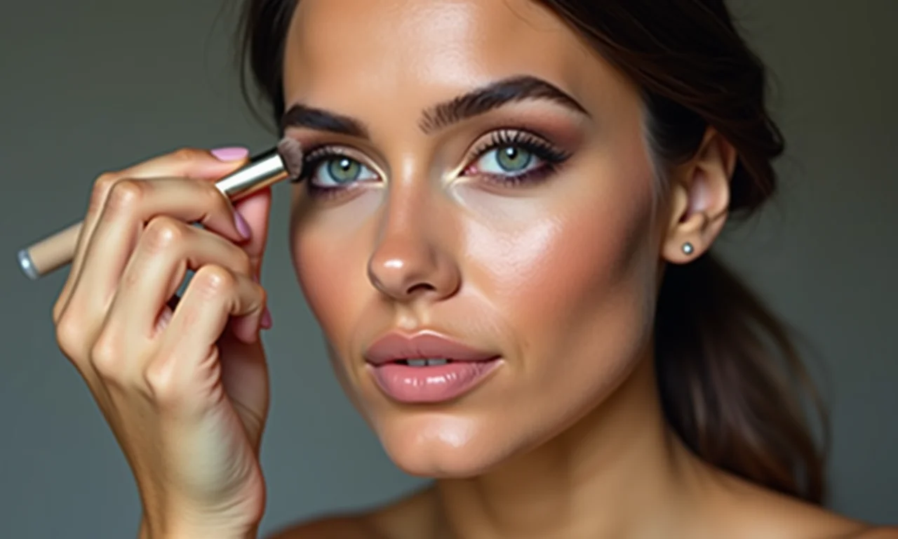 Aplicando corretivo e base para uniformizar a pele.