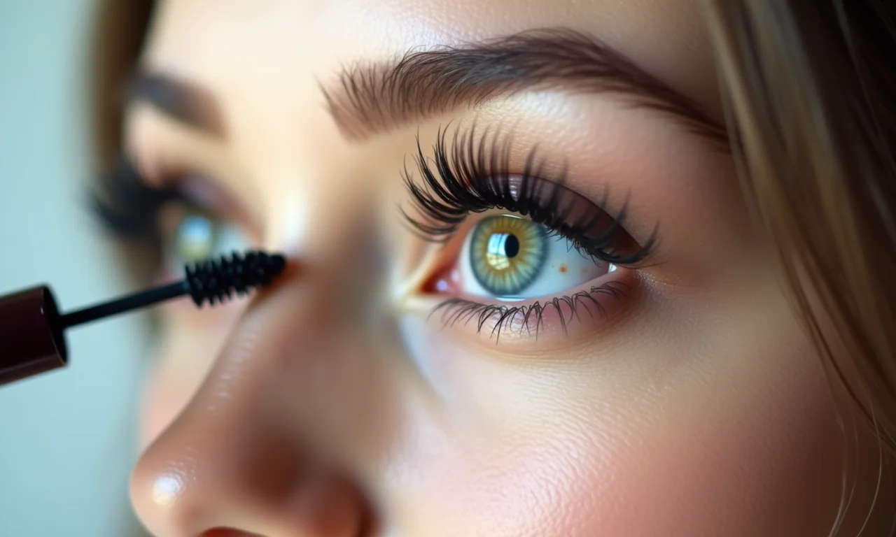 Aplicando máscara de cílios para realçar o olhar.
