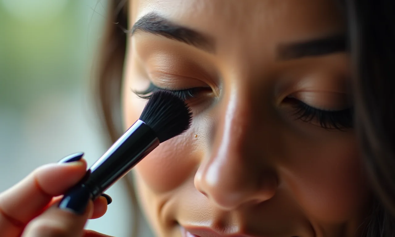 Aplicando máscara de cílios para um olhar poderoso.