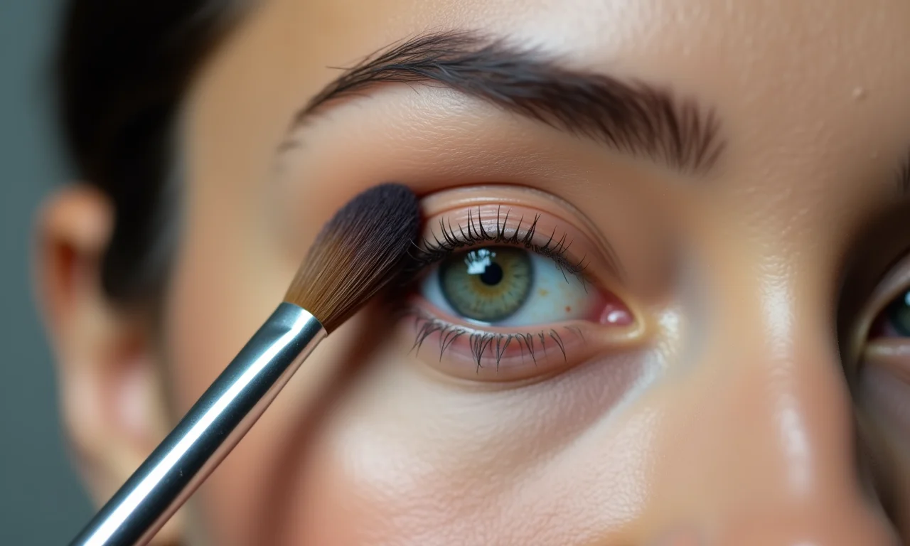 Aplicando sombra clara na pálpebra móvel.