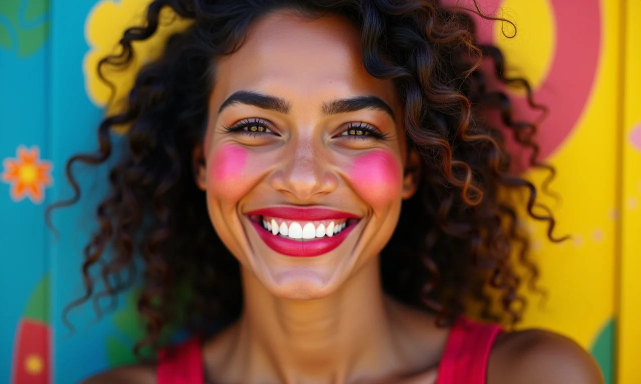 Batom e blush combinando para um look completo.