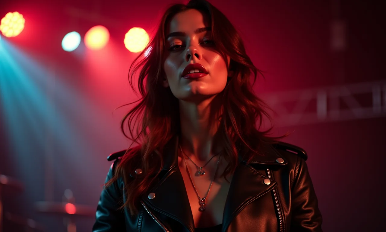 Batom escuro e ousado para um visual de rock.