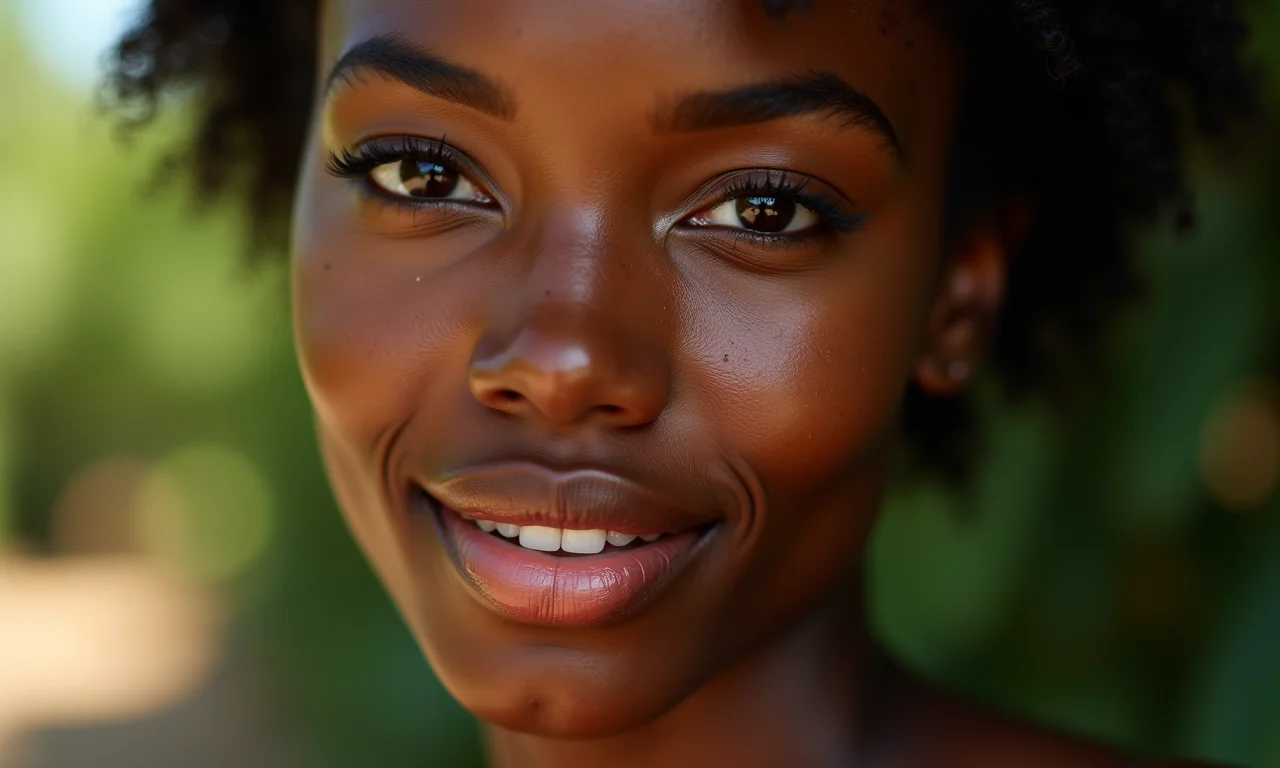 Batom nude ou cores vibrantes para lábios destacados.