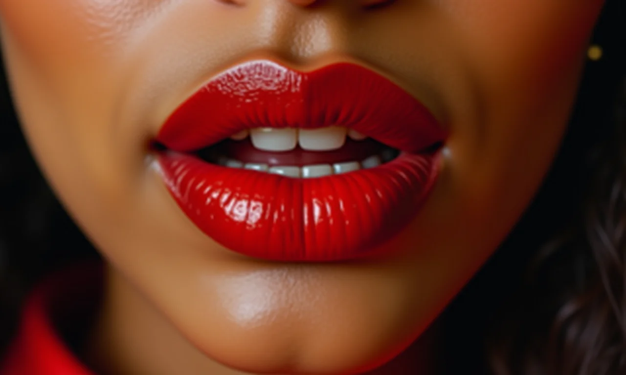 Batom vermelho com subtom quente.