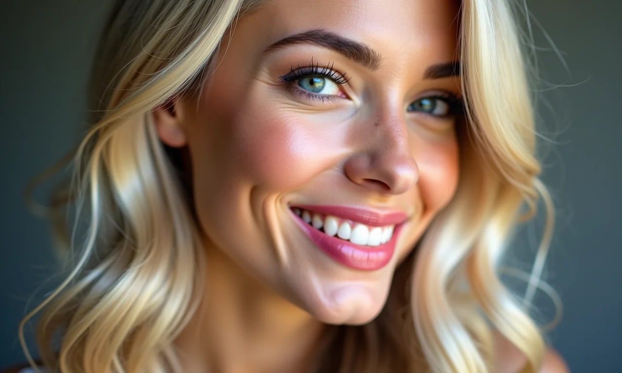 Batom vermelho para loiras de cabelo claro.