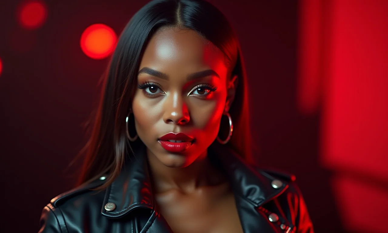 Batom vermelho poderoso para um look de rock.