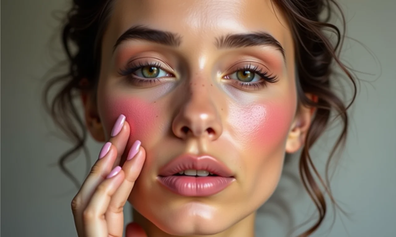 Blush com efeito natural.