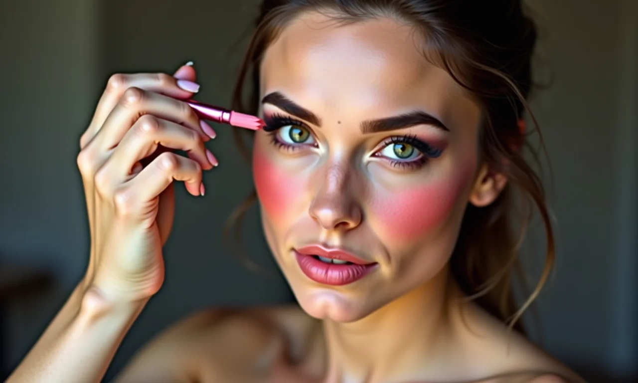 Blush e contorno definindo o rosto para um look punk rock.