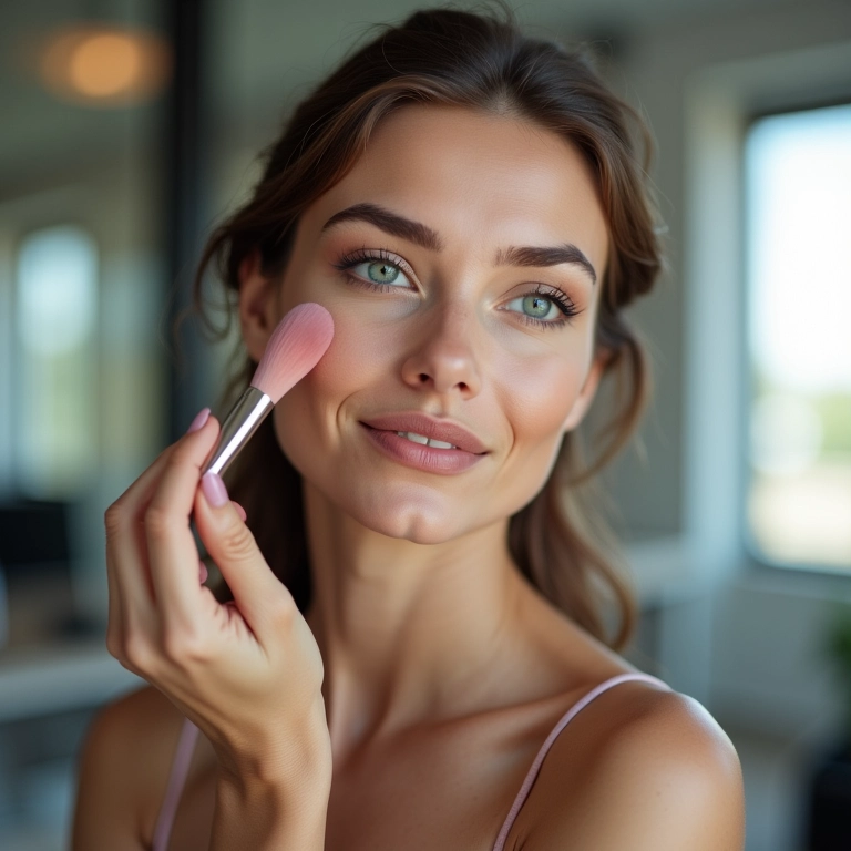 Blush e contorno para o trabalho.