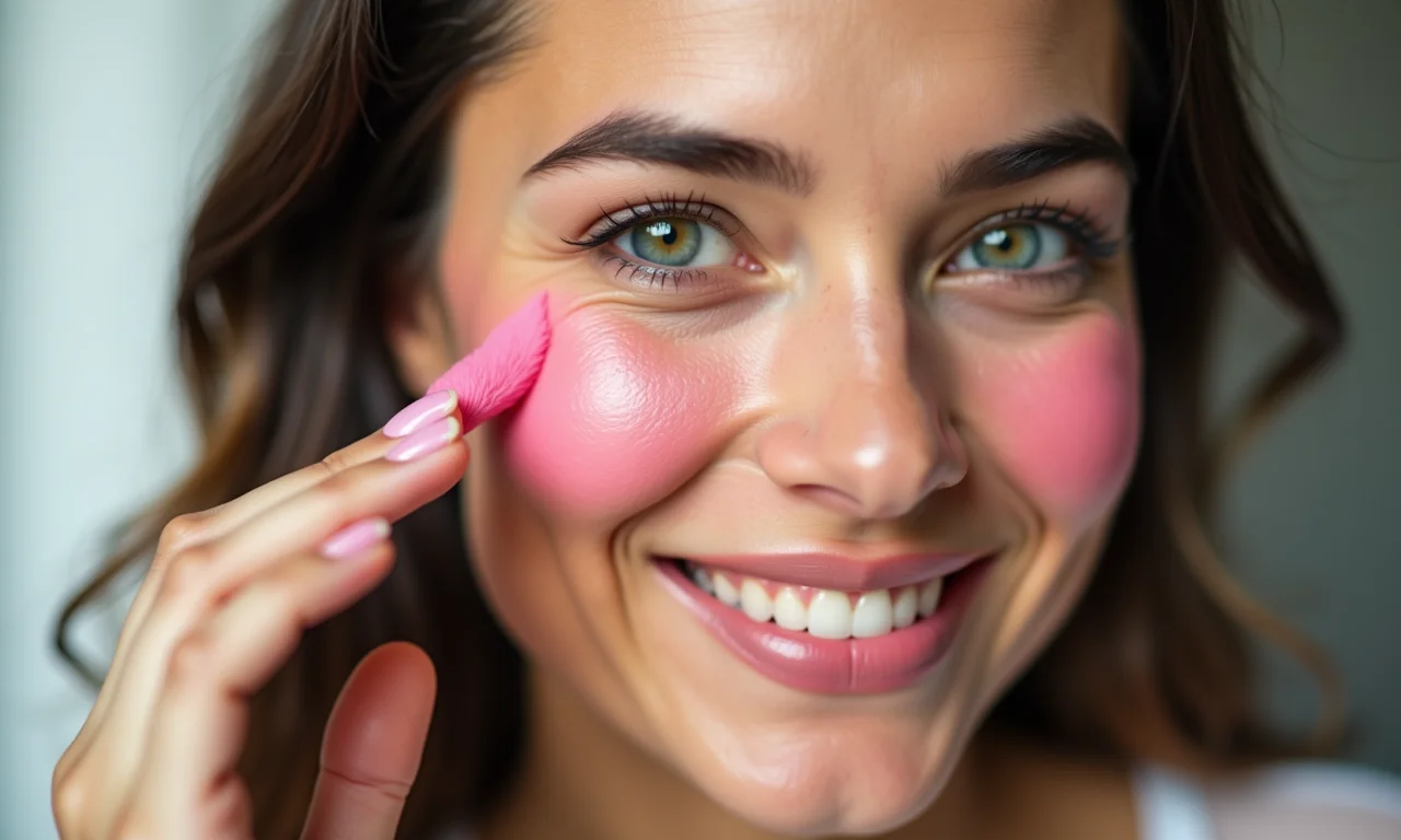 Blush rosado em soft glam.