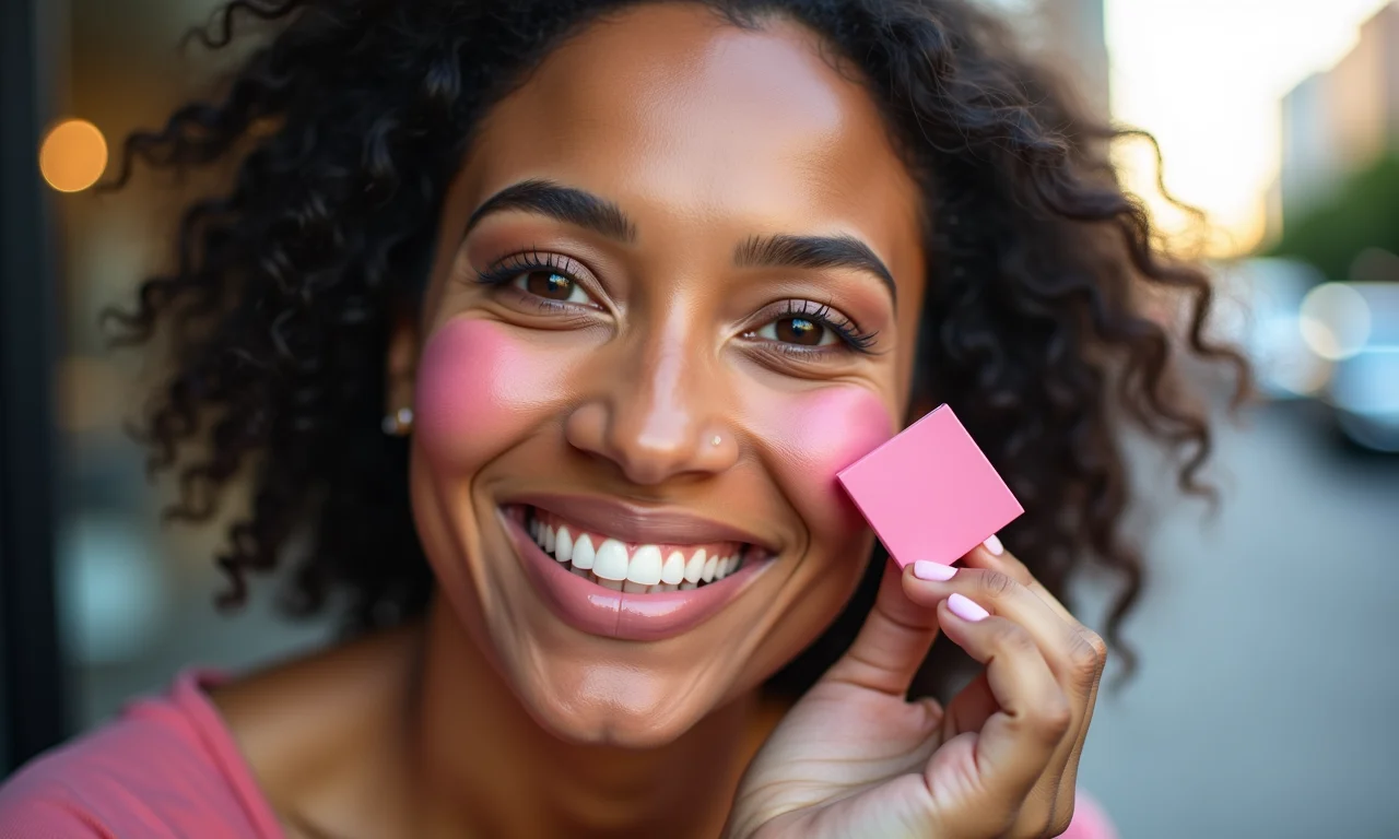 Blush rosado para um toque de saúde na maquiagem.