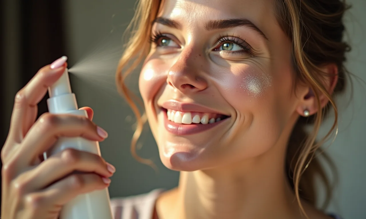 Bruma fixadora com acabamento glow: pele radiante.