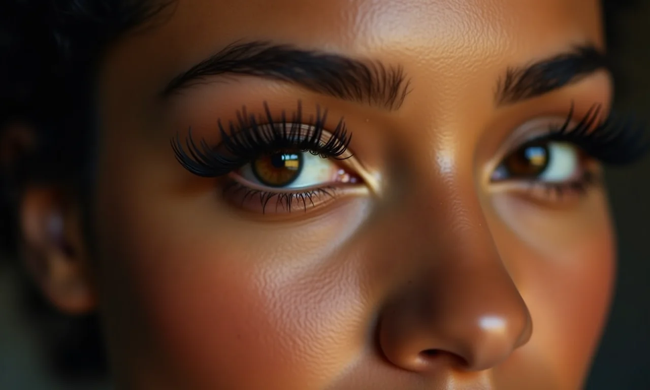 Cílios postiços realçando o olhar na maquiagem.