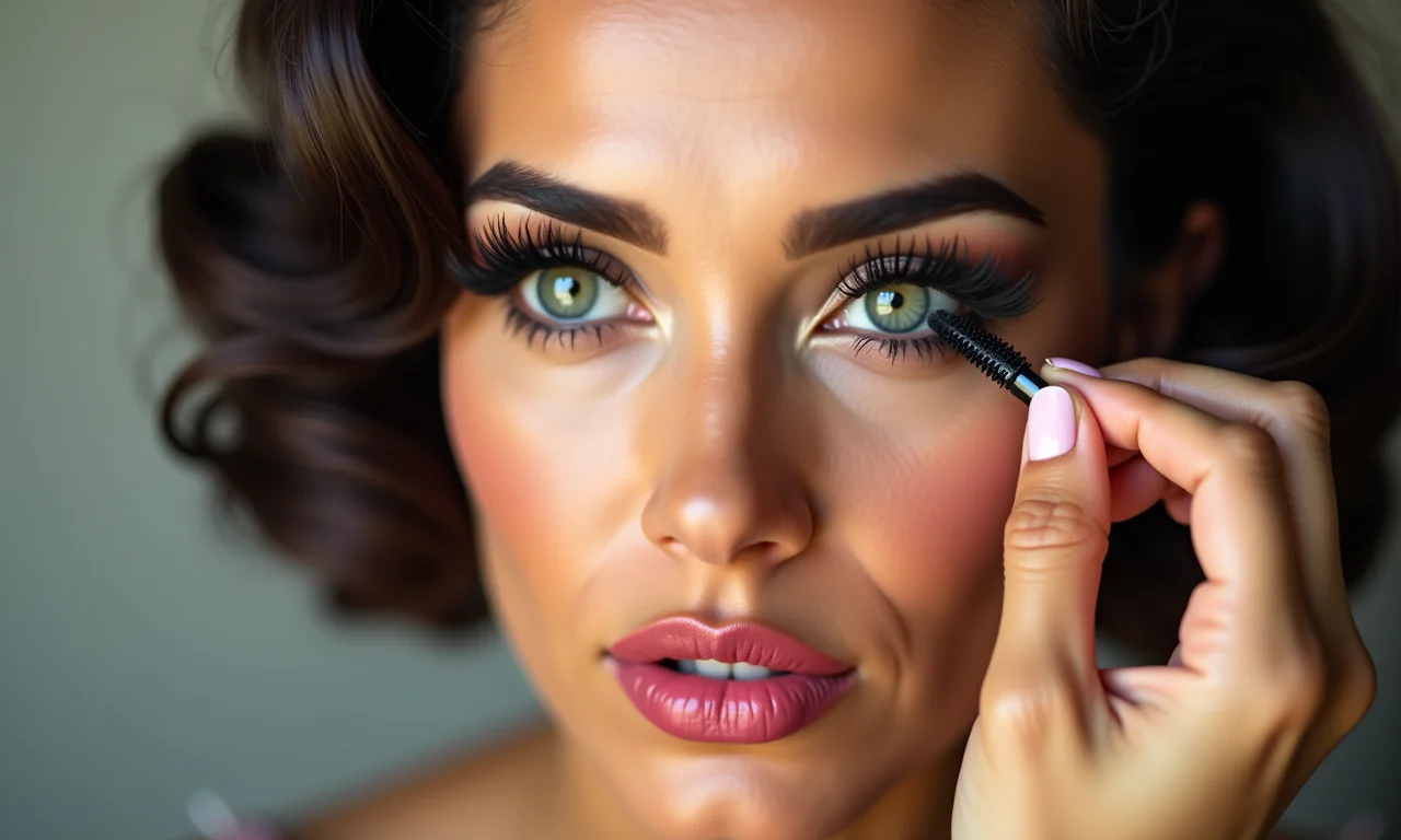 Cílios volumosos, um olhar impactante na maquiagem estilo anos 60.