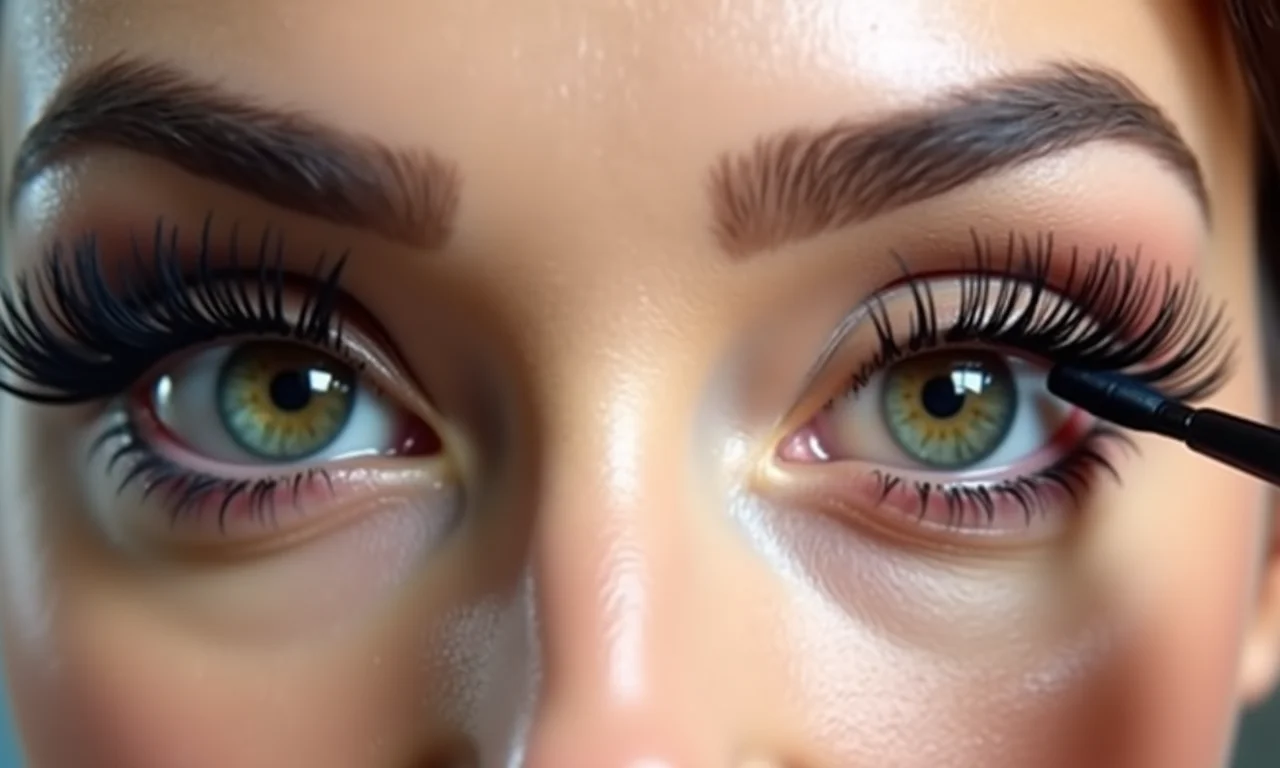 Close da aplicação de cílios postiços para intensificar o olhar foxy eyes.