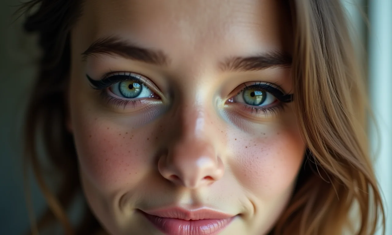 Close up de delineador borrado, toque despojado da maquiagem grunge.