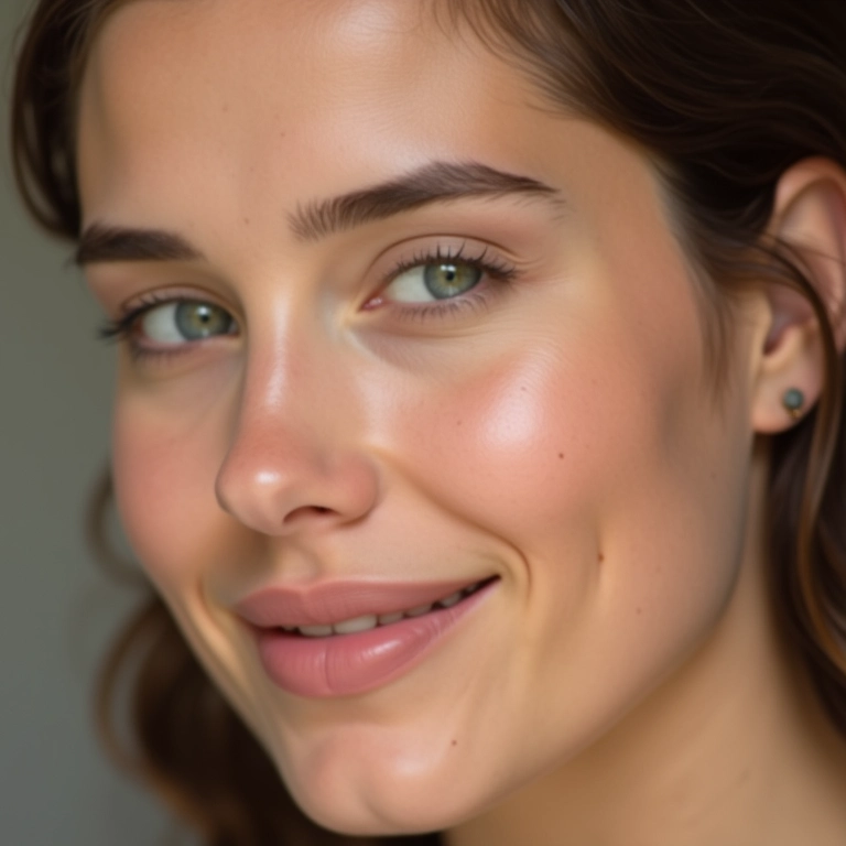 Close-up de pele com maquiagem leve e natural, evidenciando a cobertura do CC Cream.