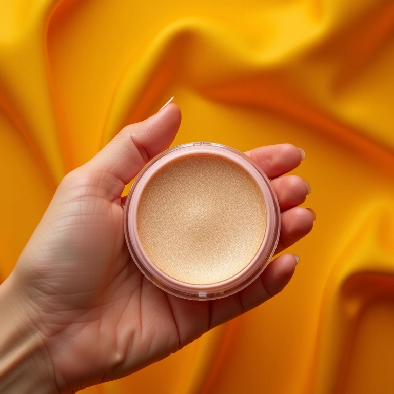 Close-up de um iluminador em pó compacto.