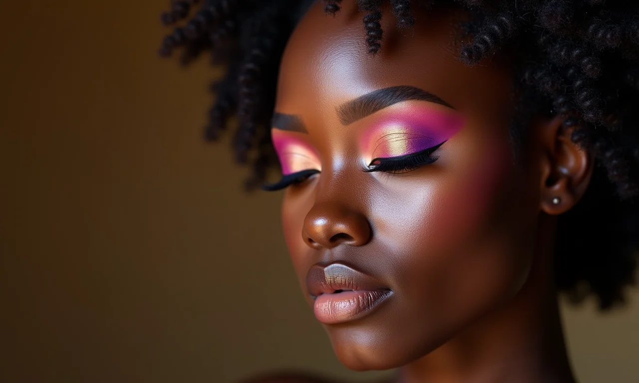 Combinação de cores moderna para esfumado em pele negra.