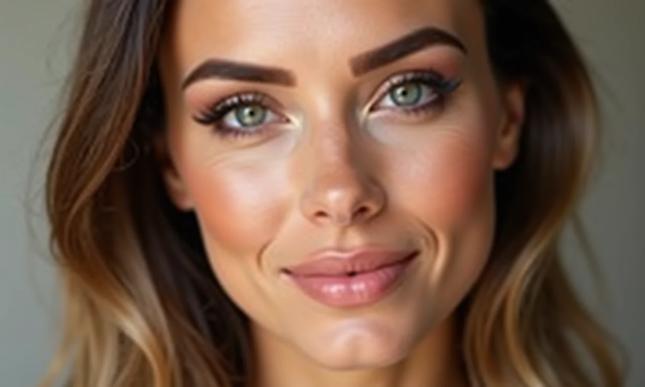 Combinação de iluminador com outros produtos de maquiagem.