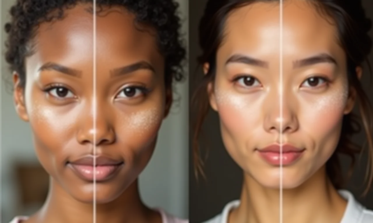 Comparação entre iluminador em pó e cremoso.