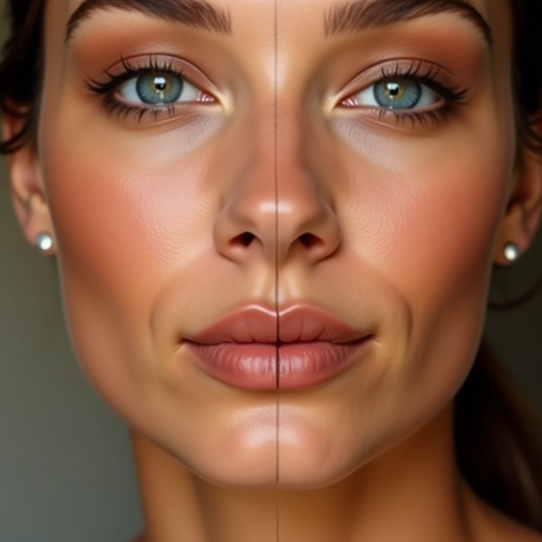 Comparativo de acabamento matte e cintilante do bronzer.