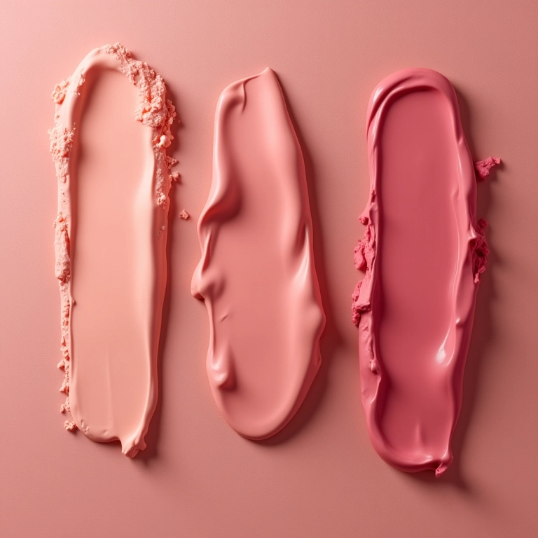 Comparativo de texturas de blush: pó, creme e líquido.