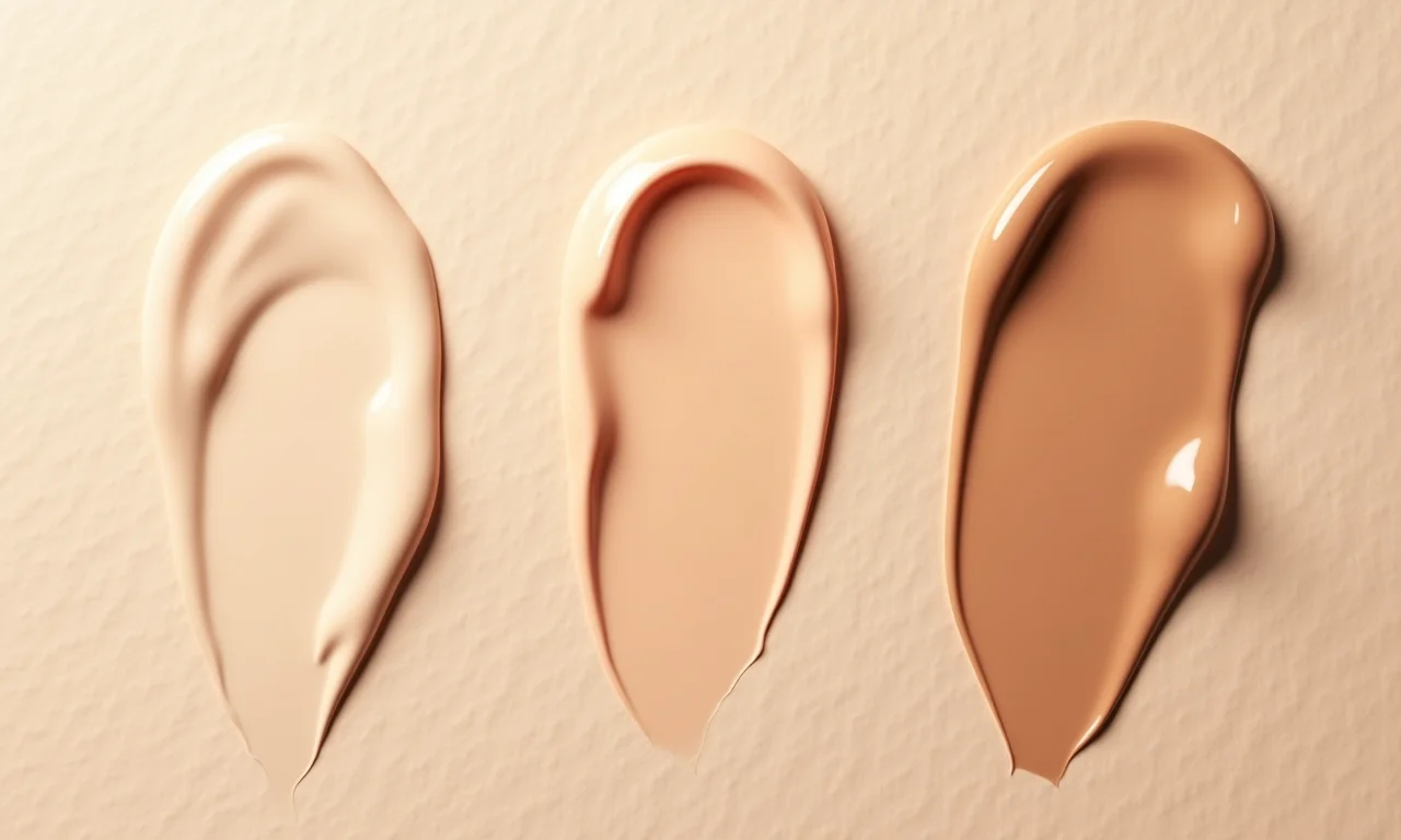 Comparativo de texturas de corretivo: cremoso, líquido e em bastão.