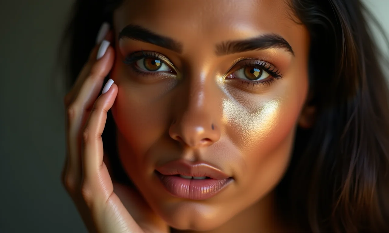 Contorno e iluminação em pele morena.