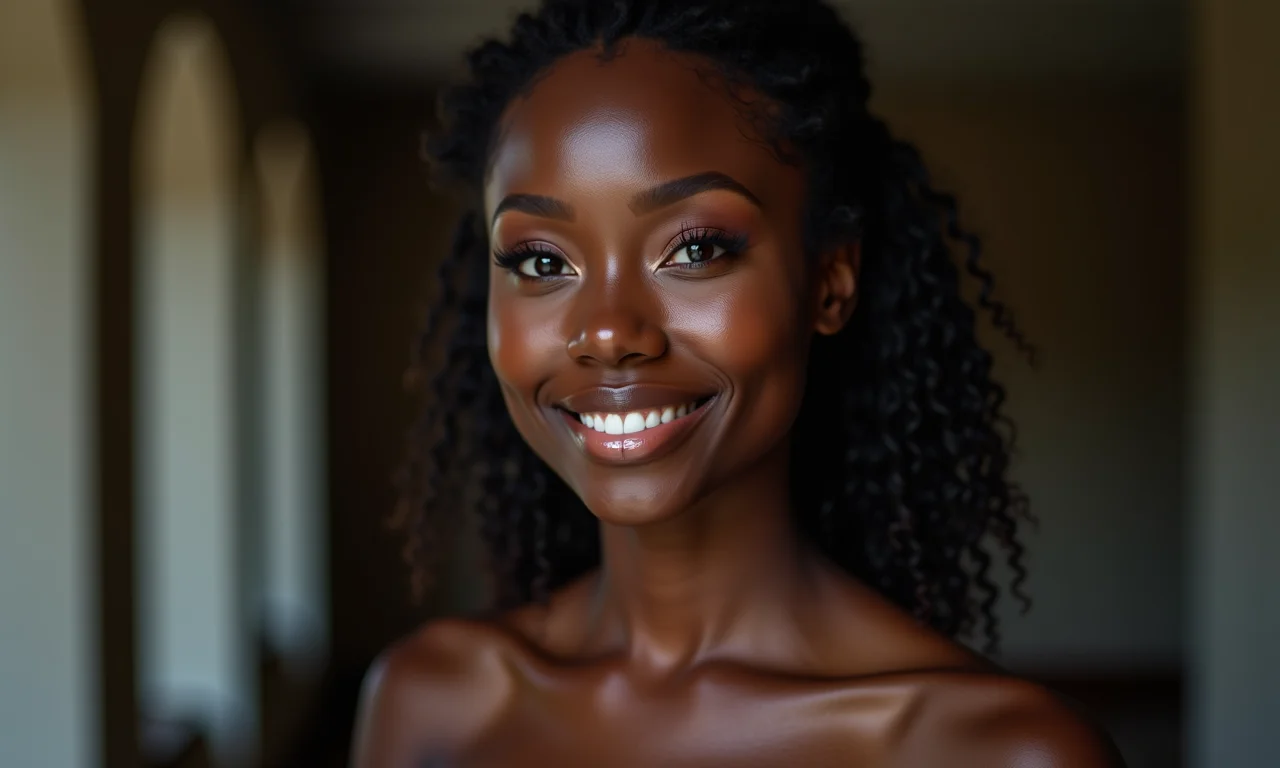 Contorno e iluminador realçando a pele negra.