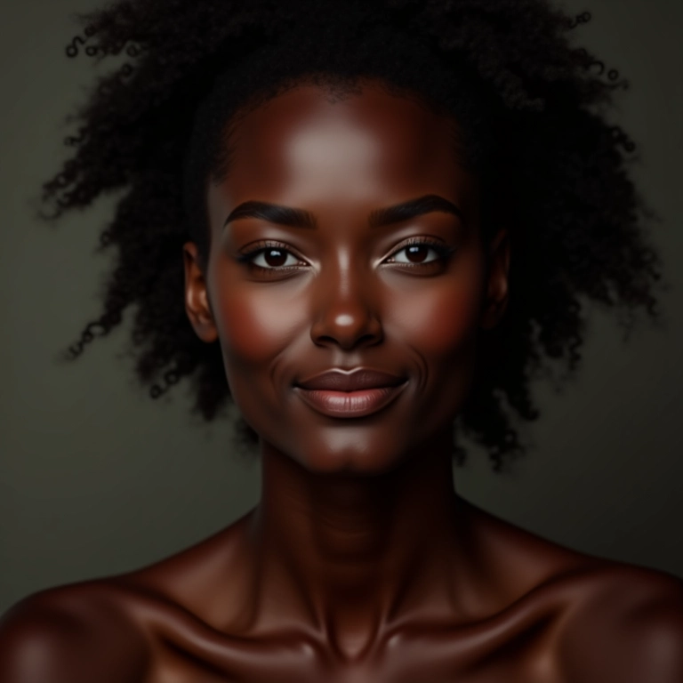 Contorno mineral ideal para pele negra, realçando a beleza natural.