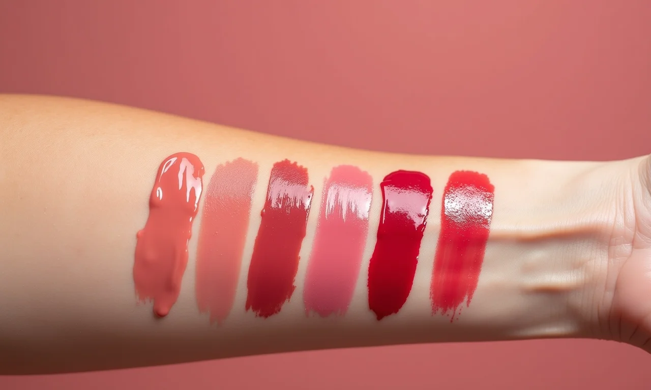 Cores e pigmentação de gloss labial com efeito volume.