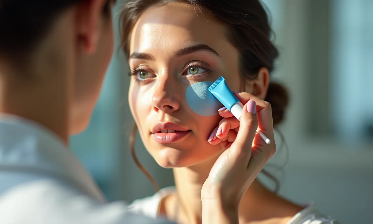 Corretivo azul para neutralizar tons alaranjados na pele.