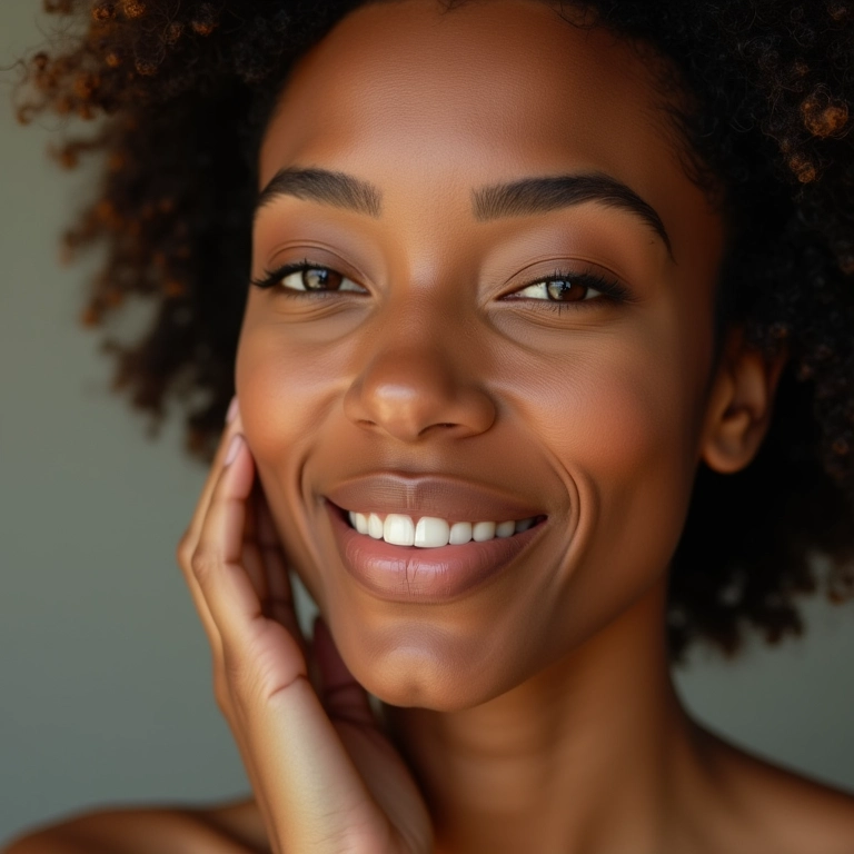 Corretivo oil-free uniformizando o tom da pele de forma natural.