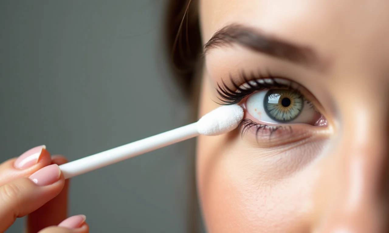 Cotonete corrigindo delineado: ferramenta para retoques e precisão.