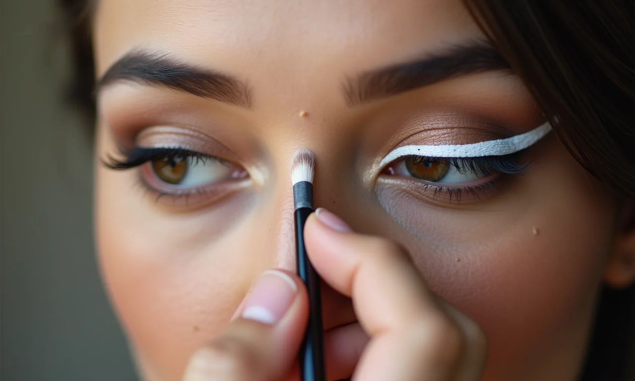 Cut crease e lápis branco na maquiagem de boneca.