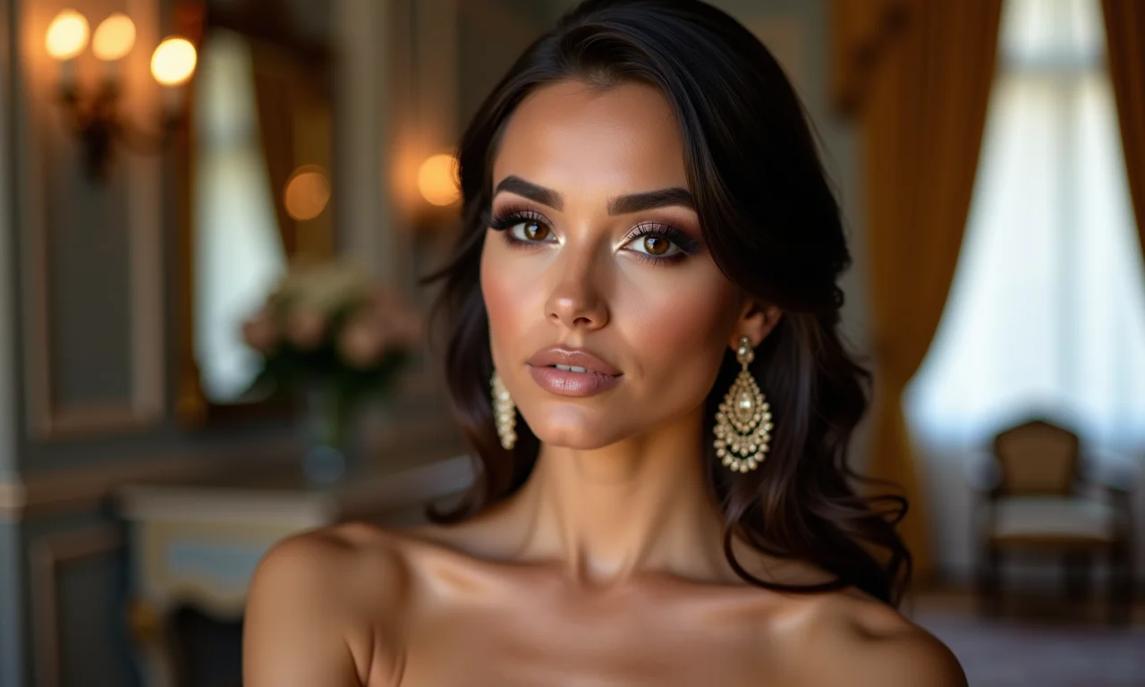 Debutante com maquiagem esfumada clássica em baile.