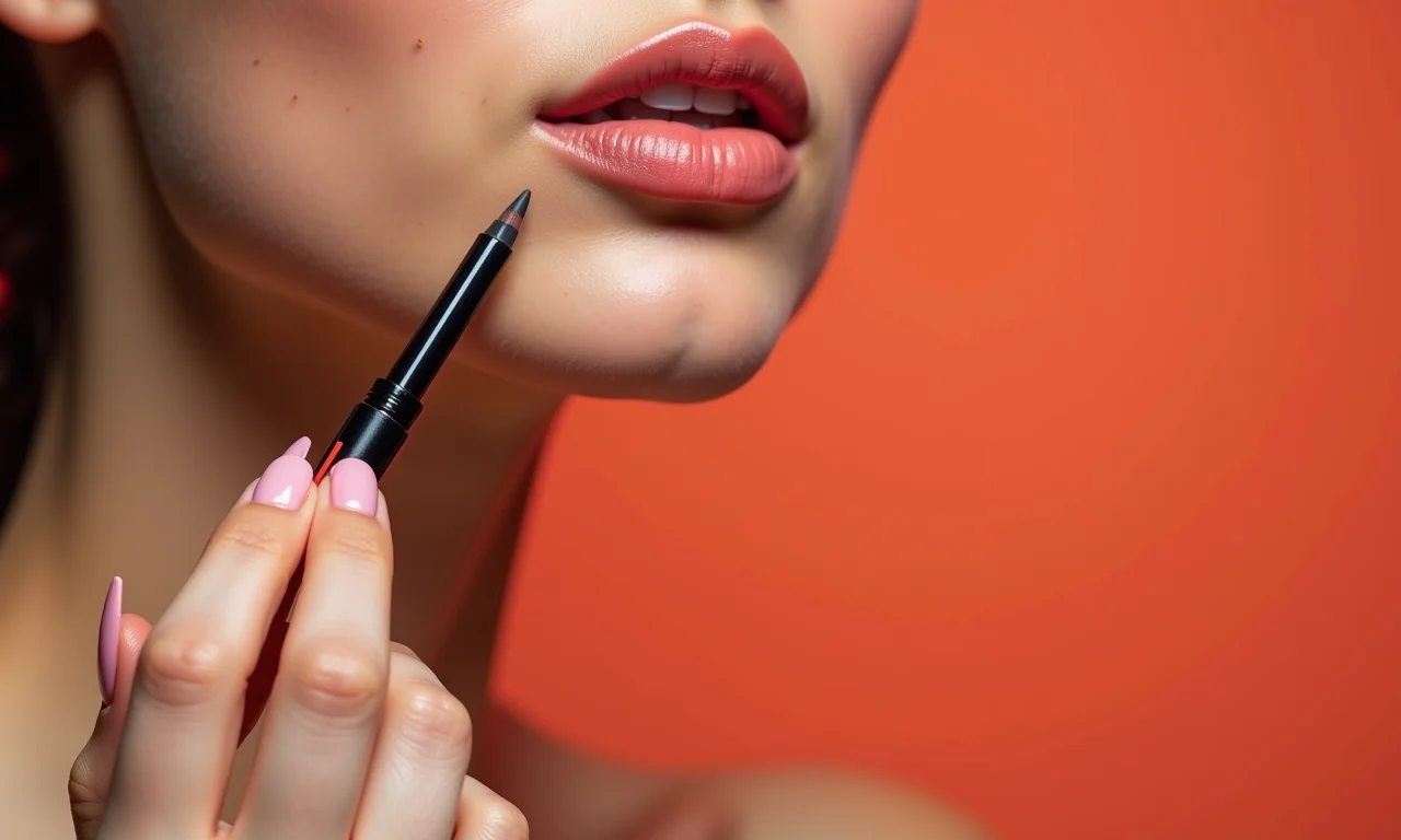 Delimitando o contorno dos lábios com lápis.