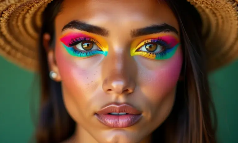 Delineado gráfico colorido em close-up, estilo vibrante e moderno.